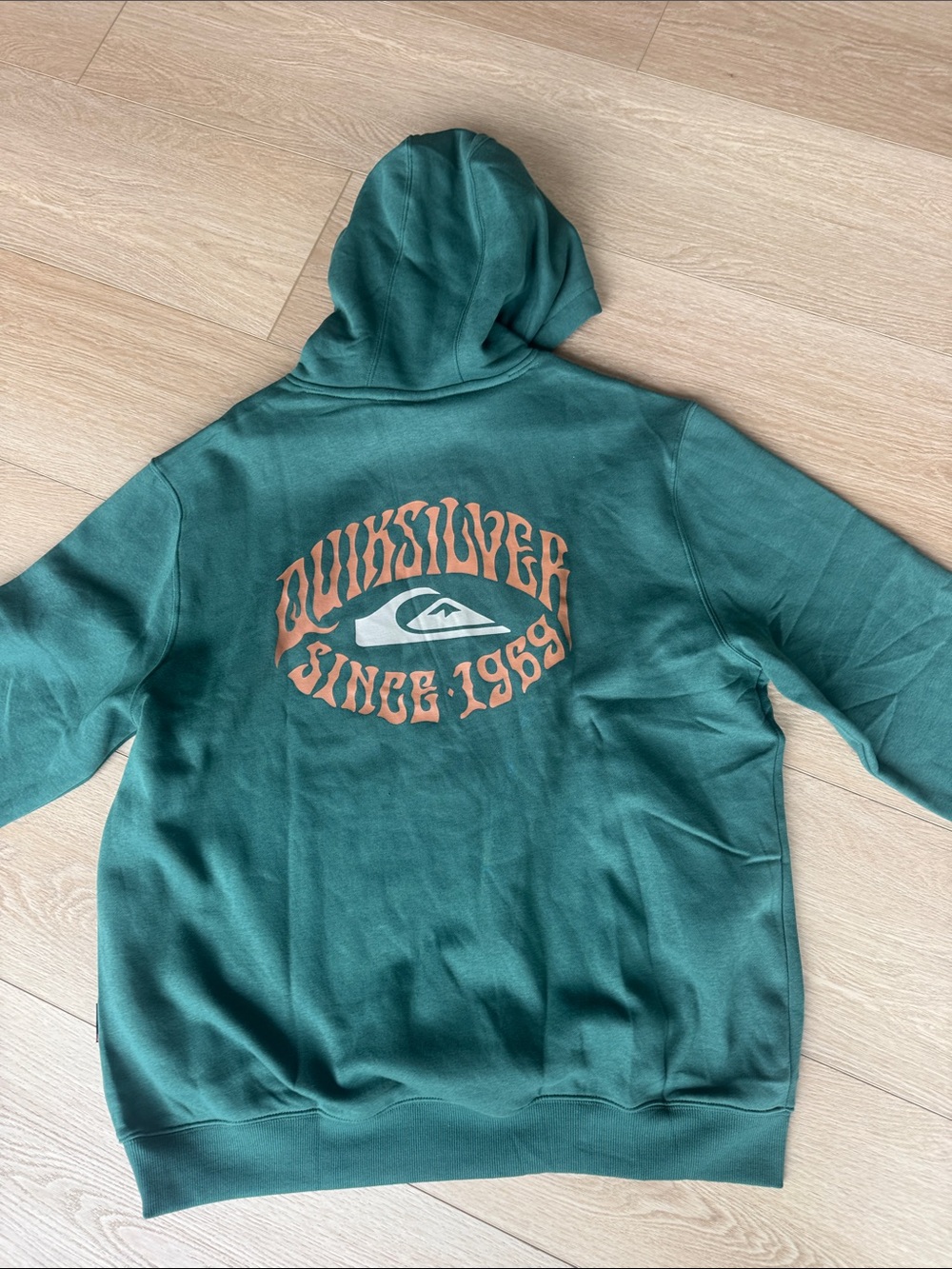 Quiksilver Teal Hoodie with Orange Logo
